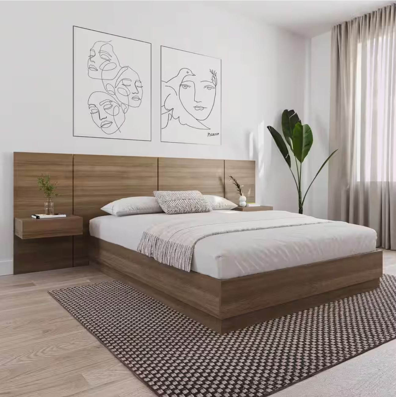 Milano Brown Oak 1-Drawer Floating Nightstand Extension Panel