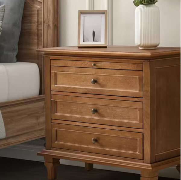 Julia Acorn 27 in. H Traditional 3-Drawer Solid Wood Legs Nightstand with Charging Station