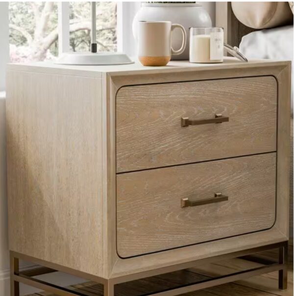 Lena Oak 2 Drawer 27 in. W Wood Nightstand